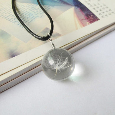 2018 Dandelion Necklaces Dried Flowers Necklace for Women Glass Ball Pendants 8 Colors DIY Girls Party Jewelry Sweater Chains