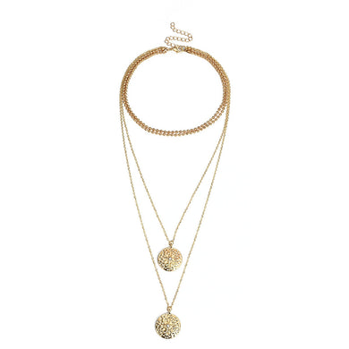 2018 Double Gold Layered Chain coins Necklace Hammered Disc Round Sequin Coin Necklace Bridal Jewelry Gift