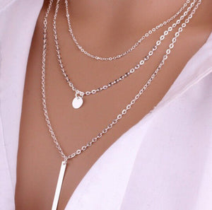 2018 European And American Fashion Trade Jewelry Hot New Short Necklace Copper Bead Chain Sequins Multi-layer Metal Necklace
