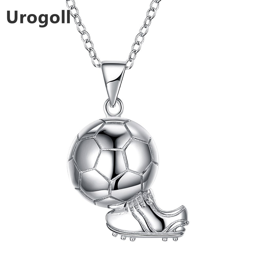 2018 European Fashion Modeling Football Pendant Silver Necklace Crystal S925 Silver Clavicle Necklace Women Gift