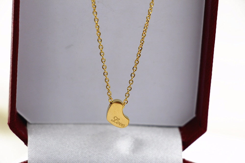 2018 Famous Stainless Steel Love Letter Small Heart Pendant Necklace Rose Gold Color Women Wedding Gift