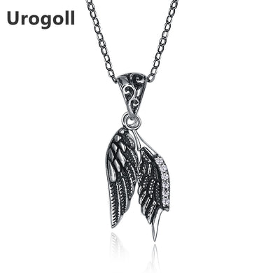 2018 Fashion 925 Sterling Silver Vintage Angel Feather Wing Pendant Necklaces for Women Chain Necklace Jewelry Fine Gifts
