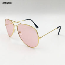 Carica l'immagine nel visualizzatore di Gallery, 2023 Occhiali da sole classici color caramello Donna Uomo Retro Brand Design Occhiali da sole pilota in metallo dorato Lenti oceaniche trasparenti