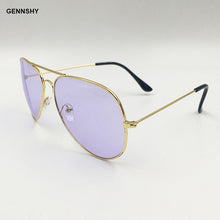 Carica l'immagine nel visualizzatore di Gallery, 2023 Occhiali da sole classici color caramello Donna Uomo Retro Brand Design Occhiali da sole pilota in metallo dorato Lenti oceaniche trasparenti