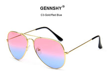 Load image into Gallery viewer, 2023  Metal Pilot Sunglasses Women Classic Brand Double Ocean Lenses Gold Frame Red Orange Lenses UV400