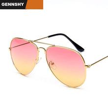 Load image into Gallery viewer, 2023  Metal Pilot Sunglasses Women Classic Brand Double Ocean Lenses Gold Frame Red Orange Lenses UV400