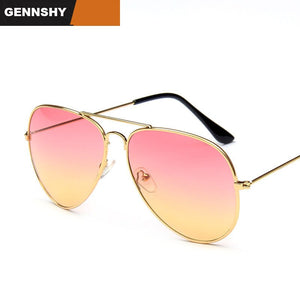 2023  Metal Pilot Sunglasses Women Classic Brand Double Ocean Lenses Gold Frame Red Orange Lenses UV400