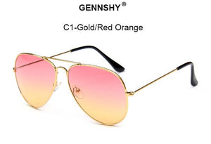 2023  Metal Pilot Sunglasses Women Classic Brand Double Ocean Lenses Gold Frame Red Orange Lenses UV400