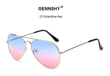 Load image into Gallery viewer, 2023  Metal Pilot Sunglasses Women Classic Brand Double Ocean Lenses Gold Frame Red Orange Lenses UV400