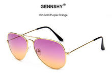 Load image into Gallery viewer, 2023  Metal Pilot Sunglasses Women Classic Brand Double Ocean Lenses Gold Frame Red Orange Lenses UV400