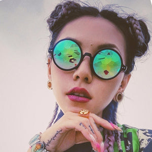 2023 Retro Round Gothic Rave Sunglasses with prism holographic Men Women gozluk Eyewear brillen Glasses gunes gozlugu