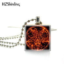 Load image into Gallery viewer, 2018 Fashion Vintage Steampunk Devil in Pentegram Photos Glass Photos Scrabble Pendant Wooden Scrabble Tile Ball Chain Necklace