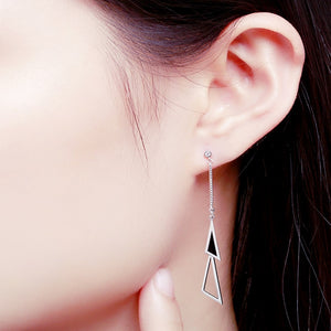 2018 Fashion Woman Genuine AAA Shiny Cubic Zircon Stud Heart Earring Long Female Party Jewelry 925 Sterling Silver Earrings