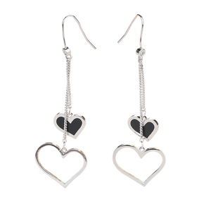 2018 Fashion Woman Genuine AAA Shiny Cubic Zircon Stud Heart Earring Long Female Party Jewelry 925 Sterling Silver Earrings