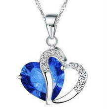 Load image into Gallery viewer, 2018 Fashion Women Heart Crystal Rhinestone Silver Chain Pendant Necklace Jewelry collares largos de moda 2018