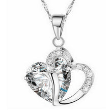 Load image into Gallery viewer, 2018 Fashion Women Heart Crystal Rhinestone Silver Chain Pendant Necklace Jewelry collares largos de moda 2018