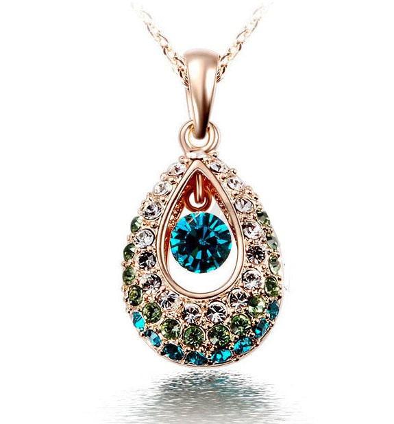2018 Gold Angel Teardrop Crystal Necklace Jewelry Colorful Crystal Rhinestone Necklace Valentine's D gift jewelry