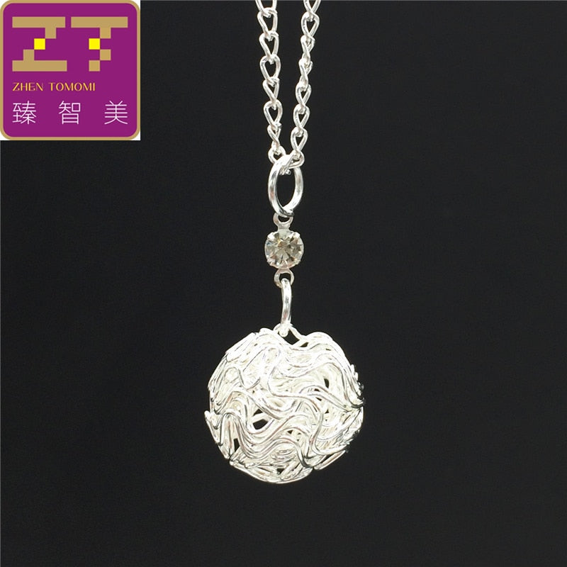 2018 Hot Fashion Bijoux Silver Plated Metal Wire Hollow Ball Crystal Pendants Maxi Statement Chokers Necklaces For Woman Jewelry