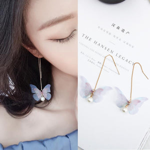 2018 Hot Fashion Brincos Oorbellen Bijoux Insect Butterfly Simulated-pearl Maxi Long Statement Drop Earrings For Women Jewelry