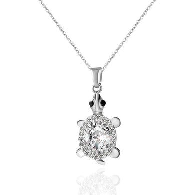 2018 Hot Zinc Alloy Gold Silver Color Jewelry Bijoux Rhinestone Cute Lucky Charm Turtle Pendant Necklace for women Girls Gift