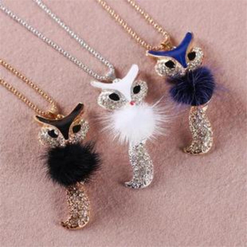 2018 Hot fashion charm fox copper collar sequin pendent Choker long necklace For Women retro Jewelry wedding sweater chain