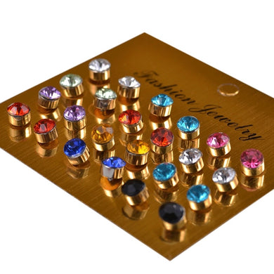 2018 Limited Oorbellen Earing New 12 Pairs/set Colorful Crystal Earrings Piercing Color Fashion Stud For Bijoux Jewelry Brincos
