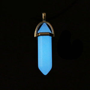 2018 Luminous Stone Fluorescent Hexagonal Column Necklace Natural Crystal Gem Stone Pendant Leather Chains Necklace