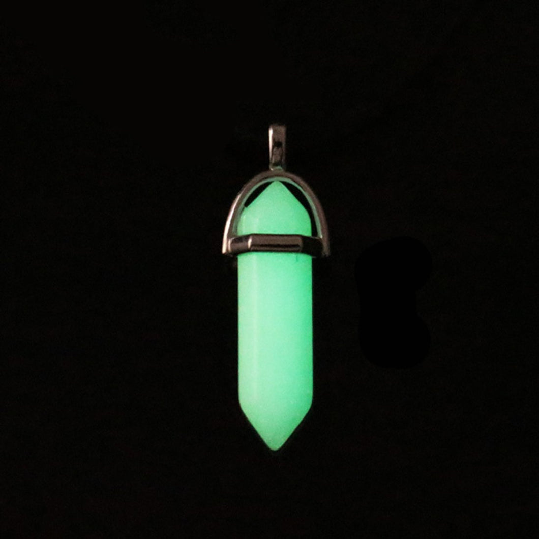 2018 Luminous Stone Fluorescent Hexagonal Column Necklace Natural Crystal Gem Stone Pendant Leather Chains Necklace