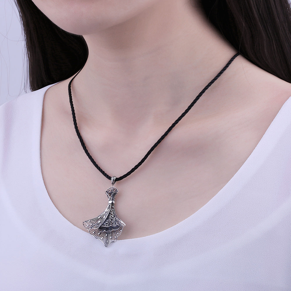 2018 NEW 925 Sterling Silver Antique Strapless Dress Shape Filaments Woven Design Ladies Party Pendant Necklace Gift 4W NZ088