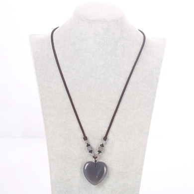 2018 Natural Heart healing crystal Fashion Bohemian Tribal Jewelry Long Knotted Amazonite Druzy Drop Pendant Stone Long Necklace