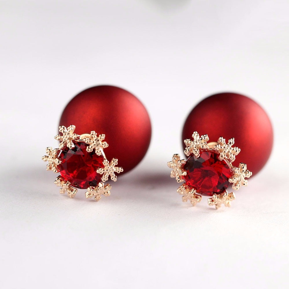 2018 New 925 Sterling Silver Stud Earrings Tiny Shining CZ surround Pearl Double Side Brincos for Women Party Gift