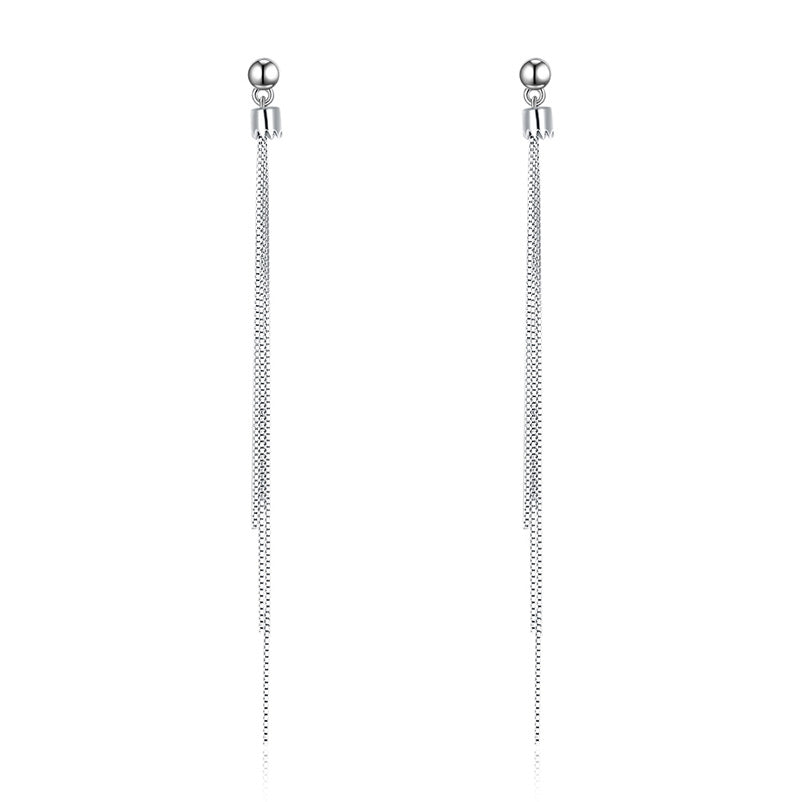 2018 New Arrival 925 Sterling Silver Long Hanging Tassel Earrings for Women Romantic Anniversary Birthd Gift Fine Jewelry