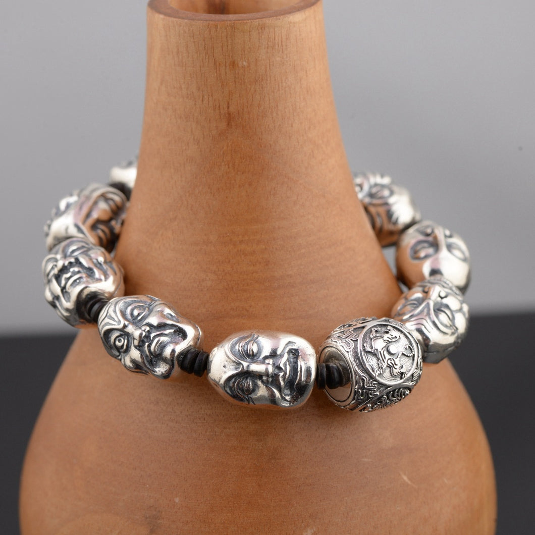 2018 New Arrival Bracelet Emperor Jewelry Line S925 Pure Thai Antique Craft 18 Arhats Beads Bracelet With Four Great God Beast