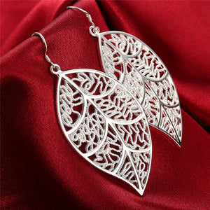 2018 New Arrival Fashion 925 Jewelry Silver Fashion Leaf Earrings For Women Best Gift