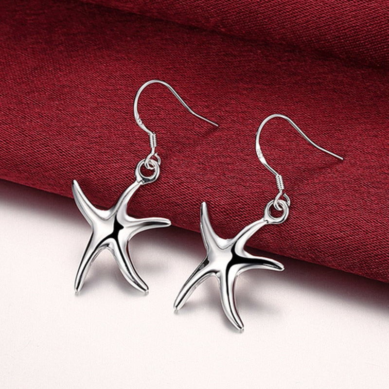 2018 New Arrival Fashion 925 Sterling Silver Ladies Star Drop Earrings Wedding Gift Jewelry Women