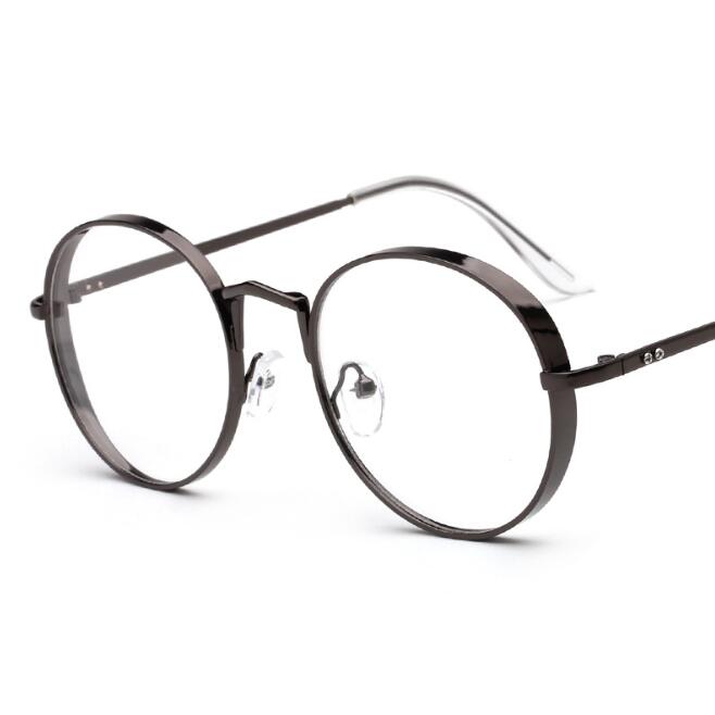 2022   Metal Frame Eyewear  Big Round Thick Alloy Clear Lens Pink Glasses Frames gafas Spectacles Oculs L3