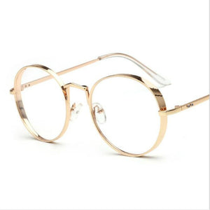 2022   Metal Frame Eyewear  Big Round Thick Alloy Clear Lens Pink Glasses Frames gafas Spectacles Oculs L3