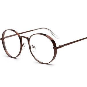 2022   Metal Frame Eyewear  Big Round Thick Alloy Clear Lens Pink Glasses Frames gafas Spectacles Oculs L3