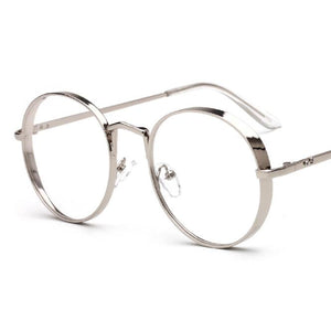 2022   Metal Frame Eyewear  Big Round Thick Alloy Clear Lens Pink Glasses Frames gafas Spectacles Oculs L3