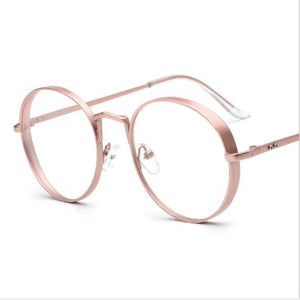 2022   Metal Frame Eyewear  Big Round Thick Alloy Clear Lens Pink Glasses Frames gafas Spectacles Oculs L3