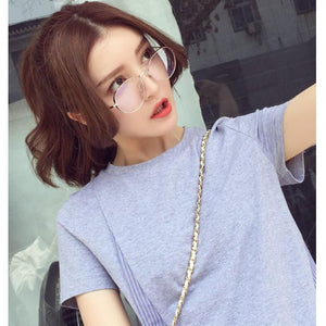 2022   Metal Frame Eyewear  Big Round Thick Alloy Clear Lens Pink Glasses Frames gafas Spectacles Oculs L3
