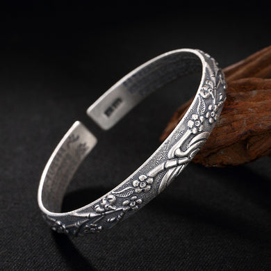 2018 New Arrival Real Bangle Luyin S999 Fine Plum Prajnaparamita Sutra Lady Bracelet Wholesale Restoring Ancient Ways Openings