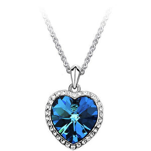 2018 New Arrivals Hot Fashion Bijoux Titanic Haiyangzhixin Blue Crystal Peach Heart Pendant Chokers Necklaces For Women Jewelry