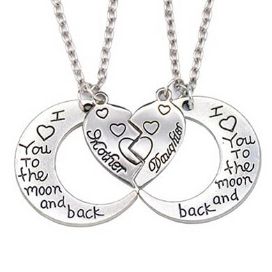 2018 New Broken Heart 2 Parts Pendant Necklace Heart Mother Daughter Necklace I Love You To The Moon And Back