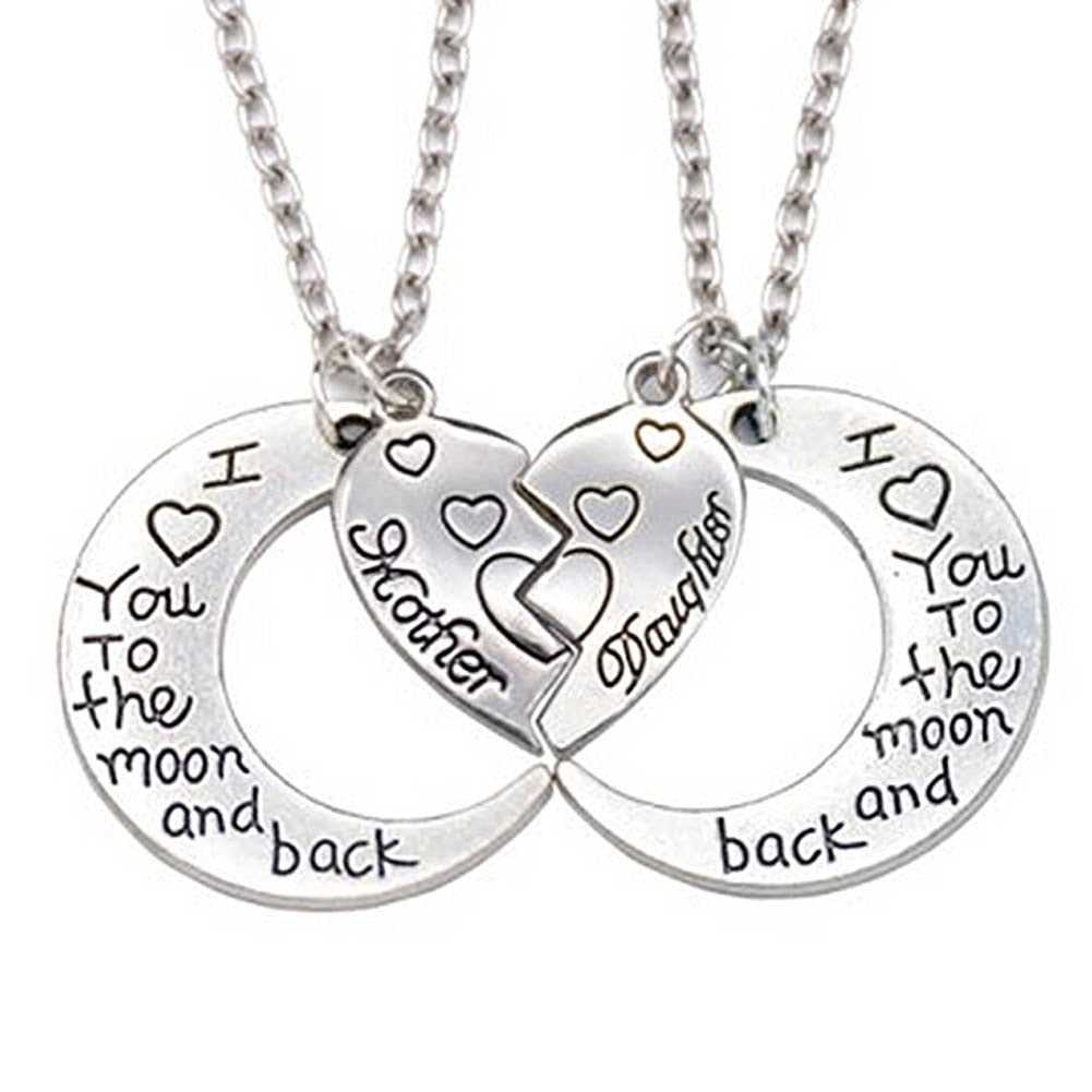 2018 New Broken Heart 2 Parts Pendant Necklace Heart Mother Daughter Necklace I Love You To The Moon And Back