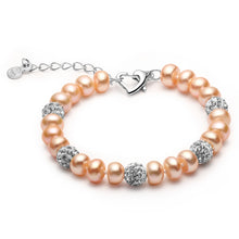 Carica l'immagine nel visualizzatore di Gallery, 2018 Nuovo braccialetto con ciondoli Gioielli con perle Bracciale con zircone 100% perla naturale Bracciale in argento sterling 925 regalo per le donne 