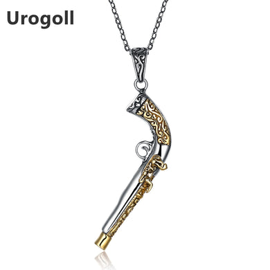 2018 New Classic 925 Sterling Silver Fashion Gun Charms Pendant Necklace Men Boys Wedding Fine Jewelry Gifts
