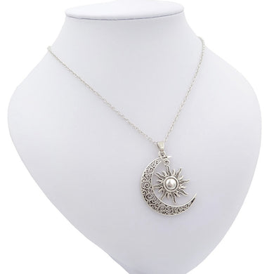2018 New Co vecchia collana vintage con pendente Sun Moon Collane a catena con mezzaluna in argento per gioielli di moda da donna, miglior regalo 