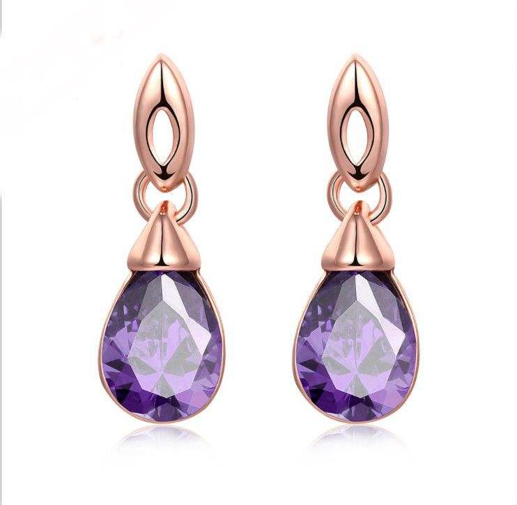 2018 New Crystal From Swarovski Earrings For women 925 Jewelry fashion Ocean Blue Rose Gold Hook Brincos Boucle