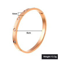 Carica l'immagine nel visualizzatore di Gallery, 2018 New B043 316L Stainless Steel Cuff Bracelet For Women Tension Setting CZ Bracelets &amp; Bangles 3 Colors Choices